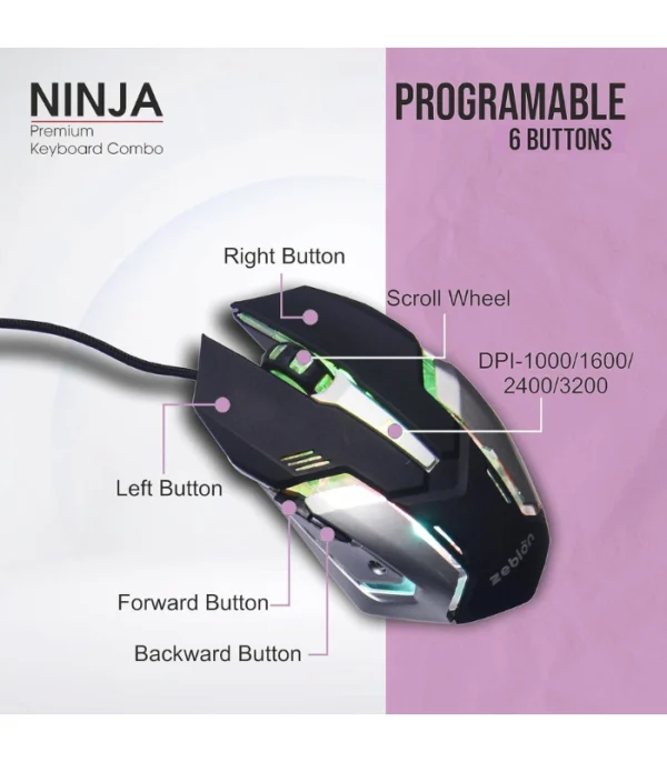 Zebion Ninja Gaming Keyboard and Mouse Combo - Image 7