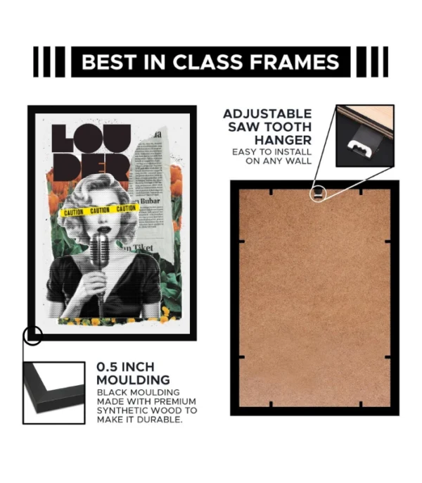 Black Modern Grunge Collage Typography Framed Art Print – Best in Class Frames