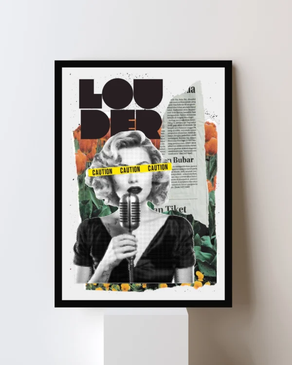 Black Modern Grunge Collage Typography Framed Art Print – Best in Class Frames